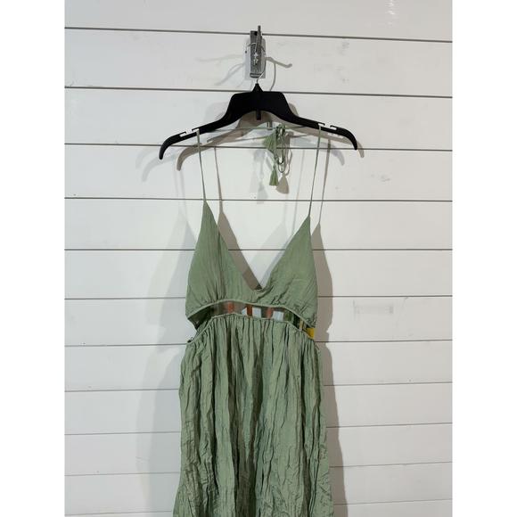 Ibiza Anne Cole Women's V-Neck Jewel Halter Maxi Cover-Up Green Dress XL - Picture 4 of 4